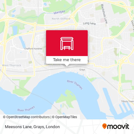 Meesons Lane, Grays map