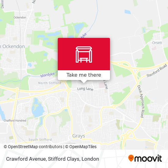 Crawford Avenue, Stifford Clays map