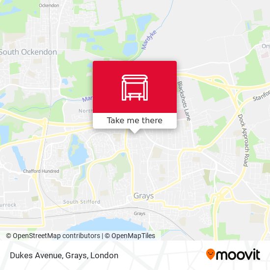 Dukes Avenue, Grays map