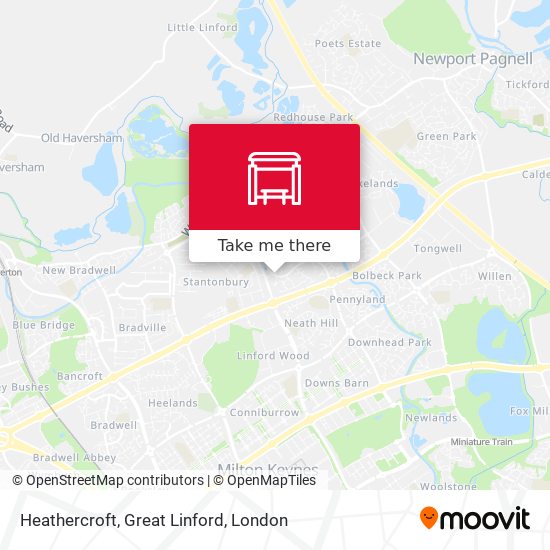Heathercroft, Great Linford map
