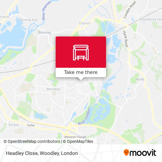 Headley Close, Woodley map