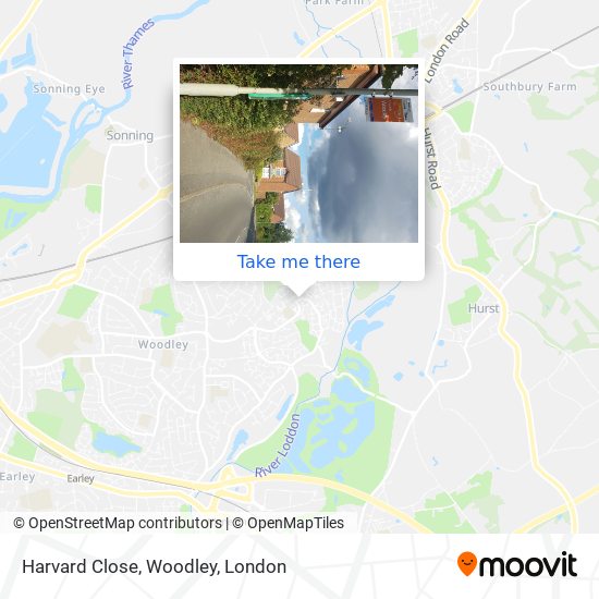 Harvard Close, Woodley map