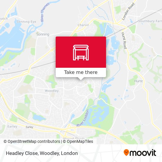 Headley Close, Woodley map
