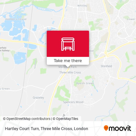 Hartley Court Turn, Three Mile Cross map