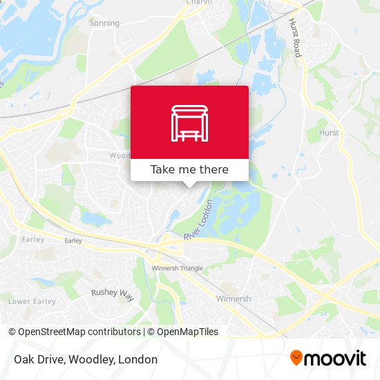 Oak Drive, Woodley map