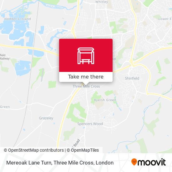 Mereoak Lane Turn, Three Mile Cross map
