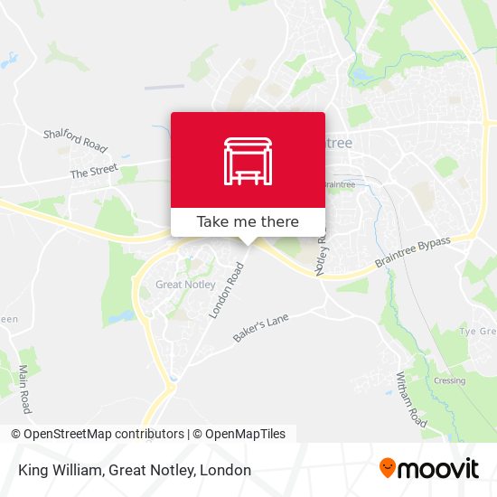 King William, Great Notley map