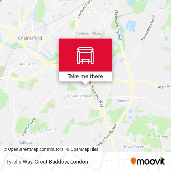 Tyrells Way, Great Baddow map