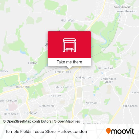 Temple Fields Tesco Store, Harlow map