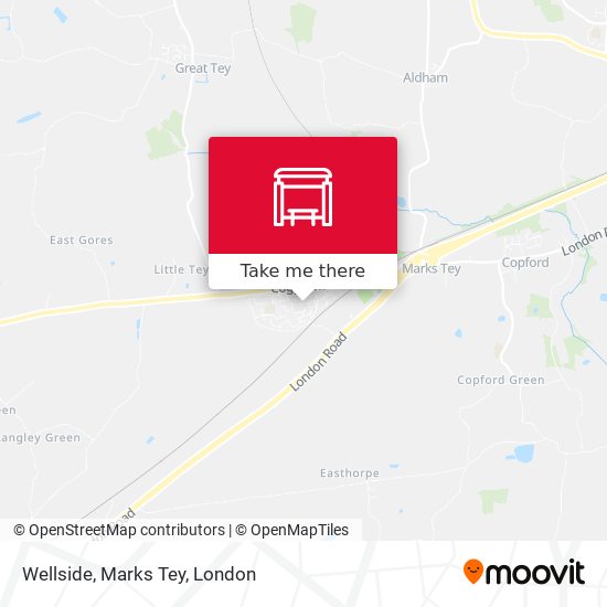 Wellside, Marks Tey map