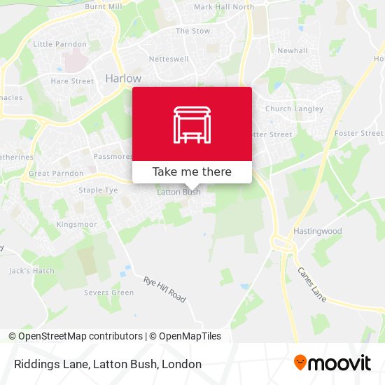 Riddings Lane, Latton Bush map