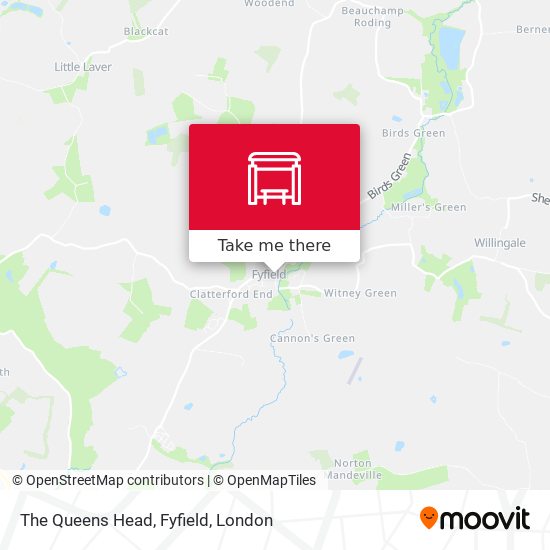 The Queens Head, Fyfield map