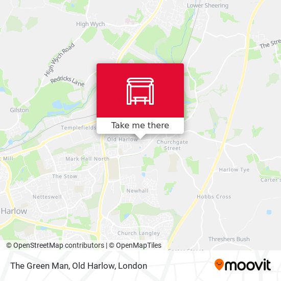 The Green Man, Old Harlow map