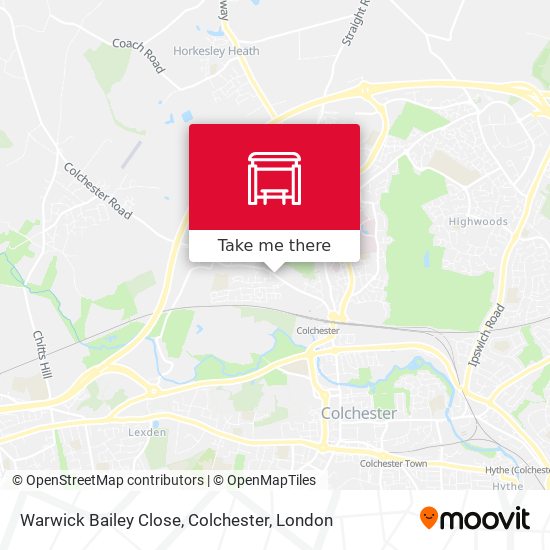 Warwick Bailey Close, Colchester map