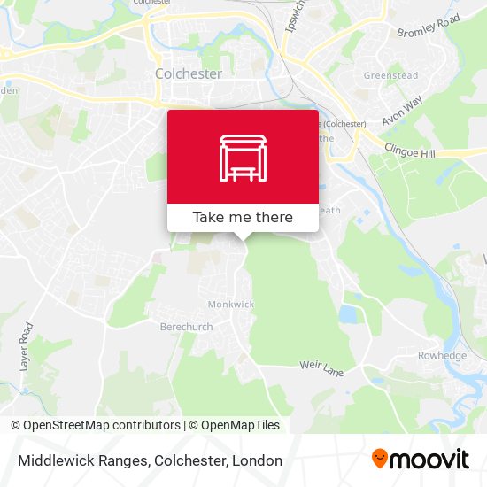 Middlewick Ranges, Colchester map