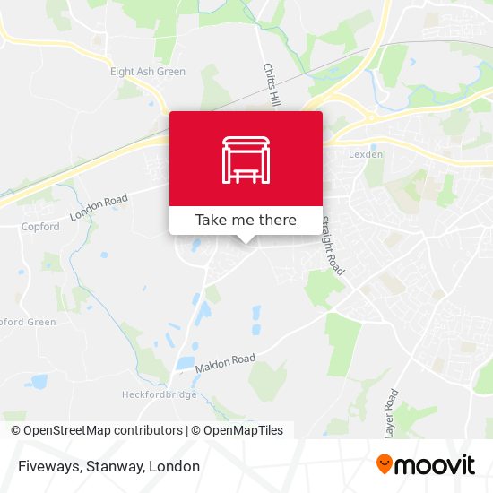 Fiveways, Stanway map