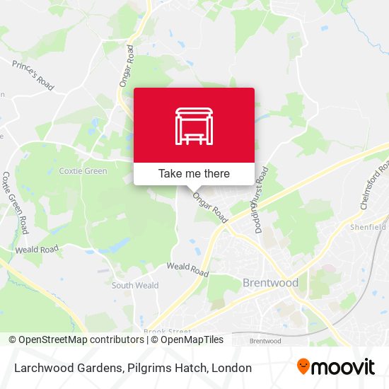 Larchwood Gardens, Pilgrims Hatch map