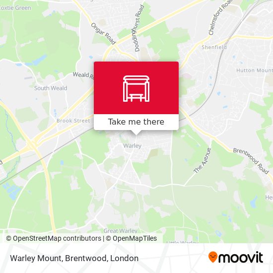Warley Mount, Brentwood map