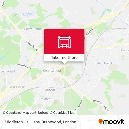 Middleton Hall Lane, Brentwood map