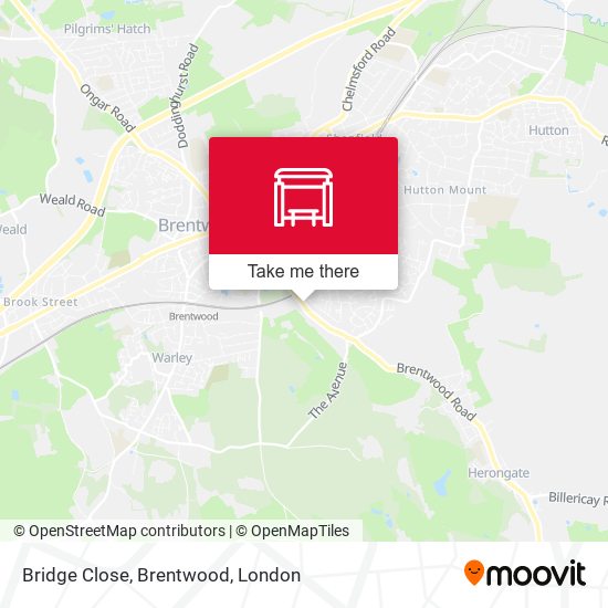 Bridge Close, Brentwood map