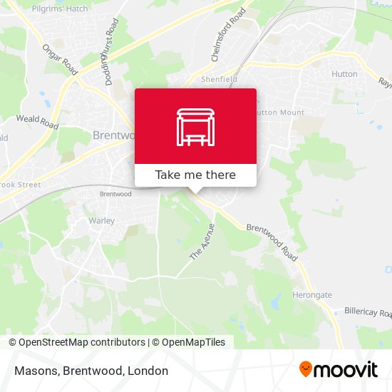 Masons, Brentwood map