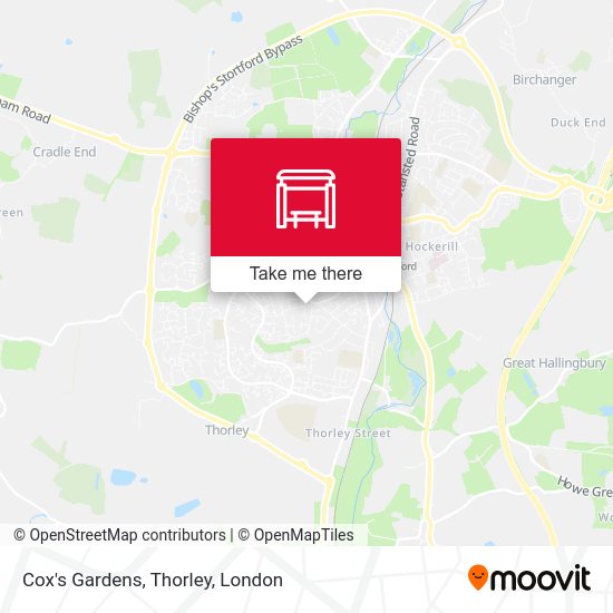 Cox's Gardens, Thorley map