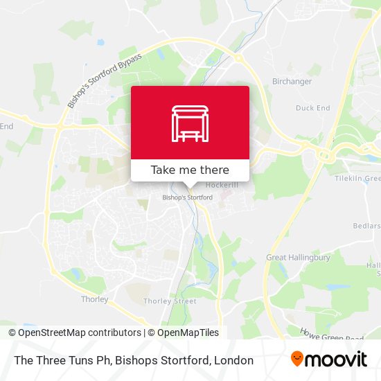 The Three Tuns Ph, Bishops Stortford map