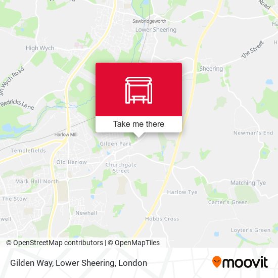 Gilden Way, Lower Sheering map