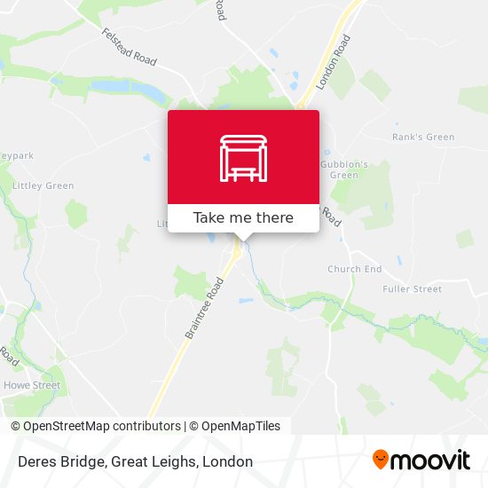 Deres Bridge, Great Leighs map