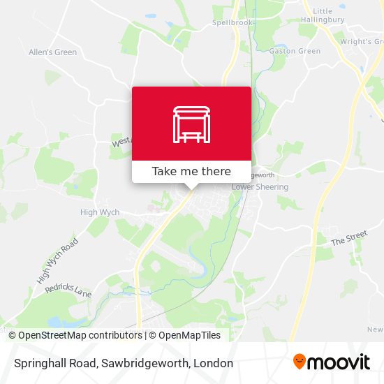 Springhall Road, Sawbridgeworth map