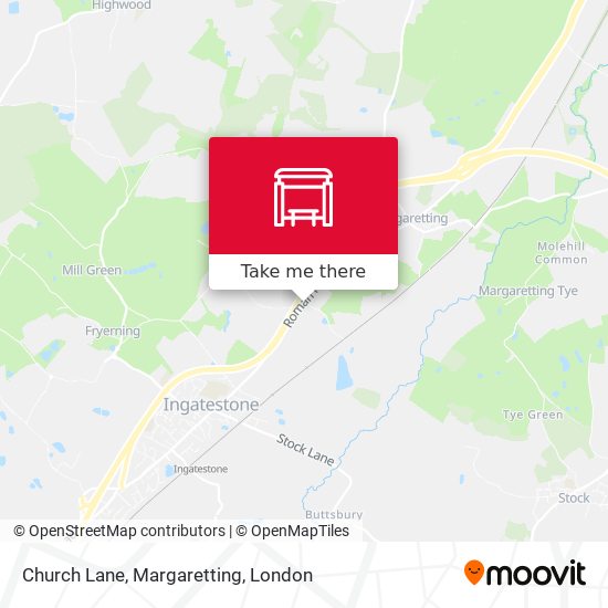Church Lane, Margaretting map