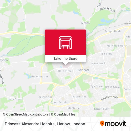 Princess Alexandra Hospital, Harlow map
