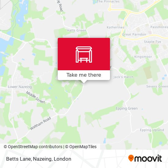 Betts Lane, Nazeing map