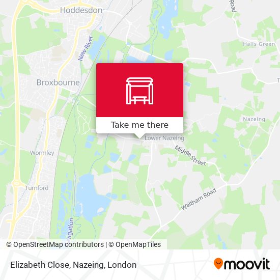 Elizabeth Close, Nazeing map