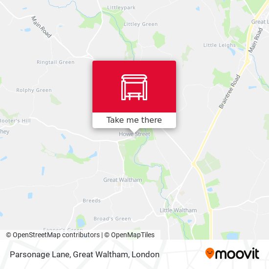 Parsonage Lane, Great Waltham map