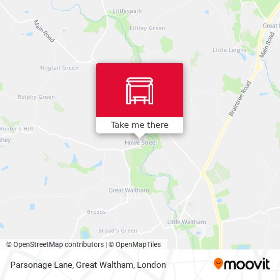 Parsonage Lane, Great Waltham map