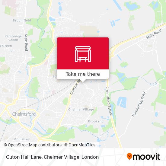 Cuton Hall Lane, Chelmer Village map