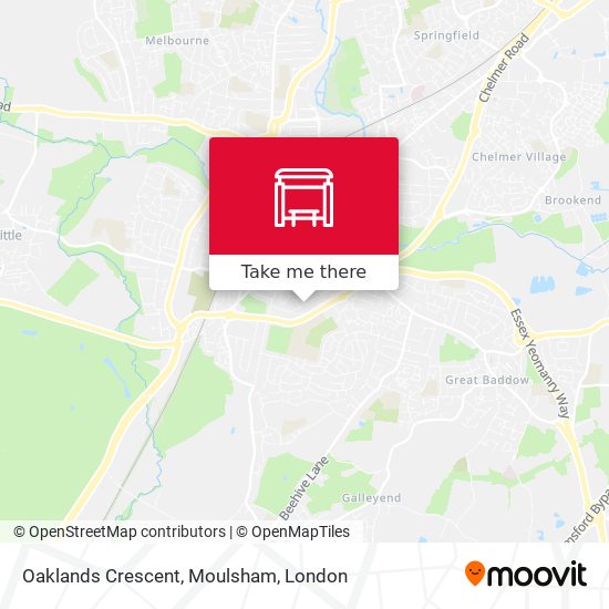 Oaklands Crescent, Moulsham map