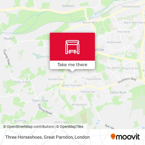 Three Horseshoes, Great Parndon map