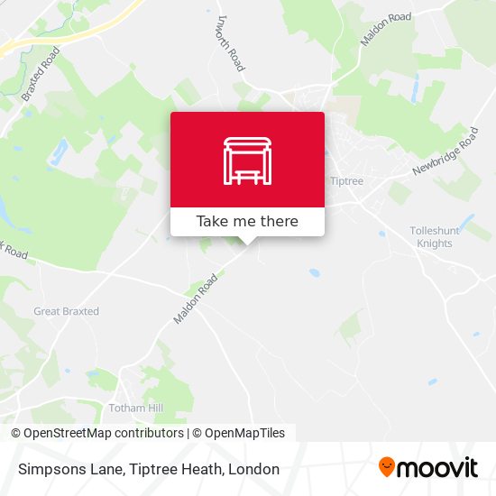 Simpsons Lane, Tiptree Heath map