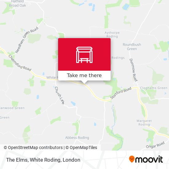 The Elms, White Roding map