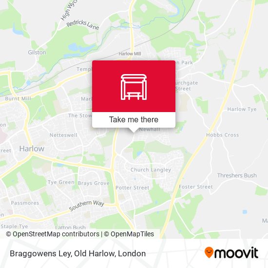 Braggowens Ley, Old Harlow map