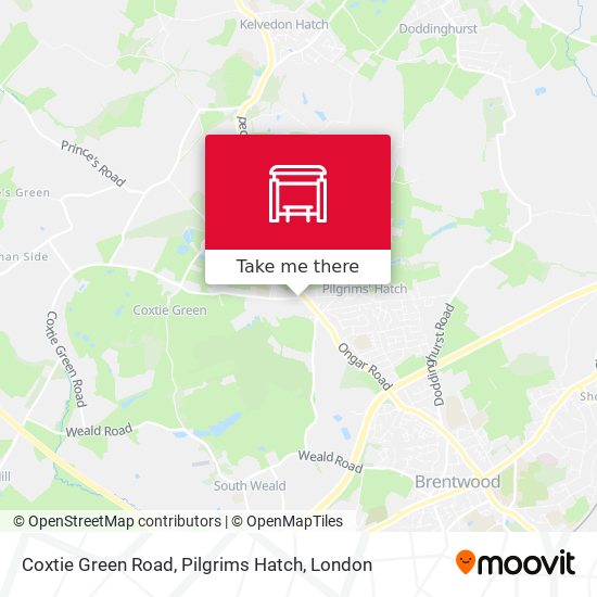 Coxtie Green Road, Pilgrims Hatch map