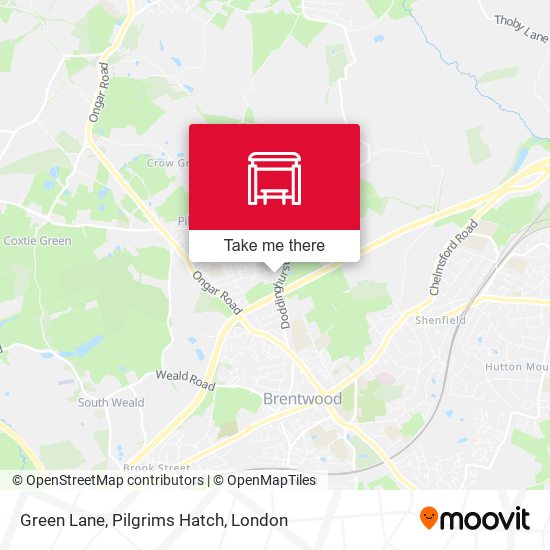 Green Lane, Pilgrims Hatch map