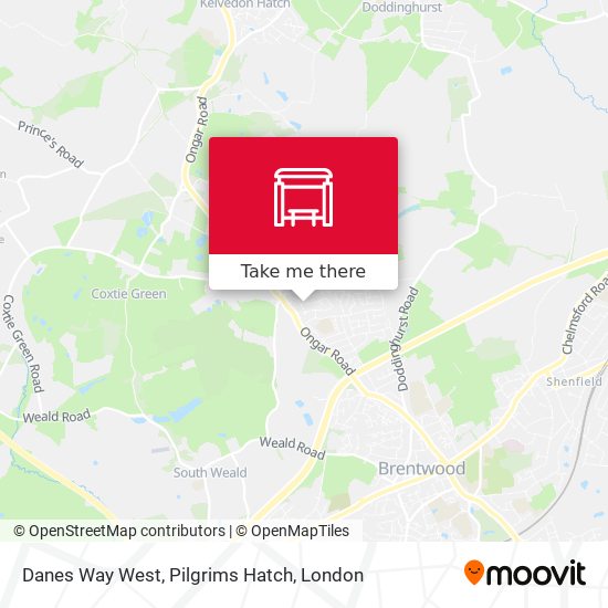 Danes Way West, Pilgrims Hatch map