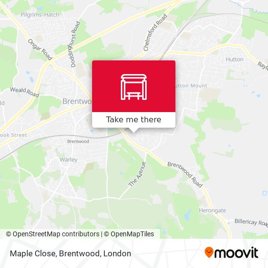 Maple Close, Brentwood map