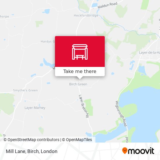 Mill Lane, Birch map