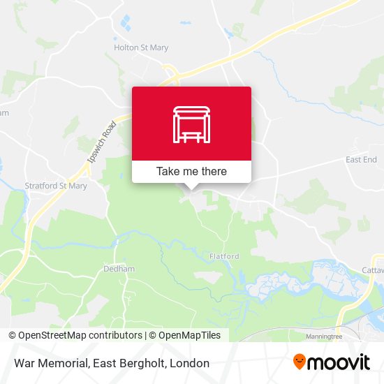 War Memorial, East Bergholt map