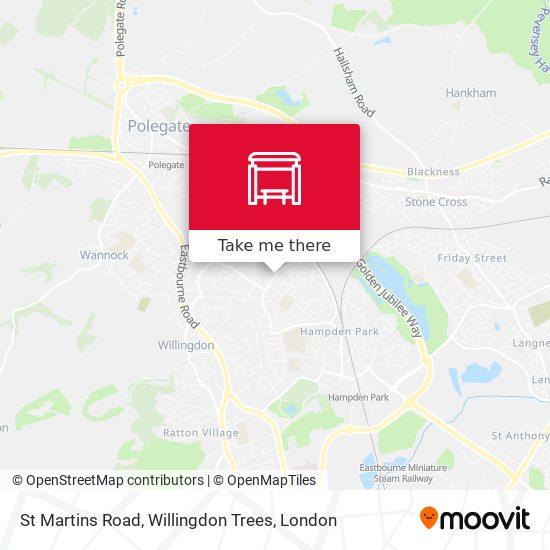 St Martins Road, Willingdon Trees map