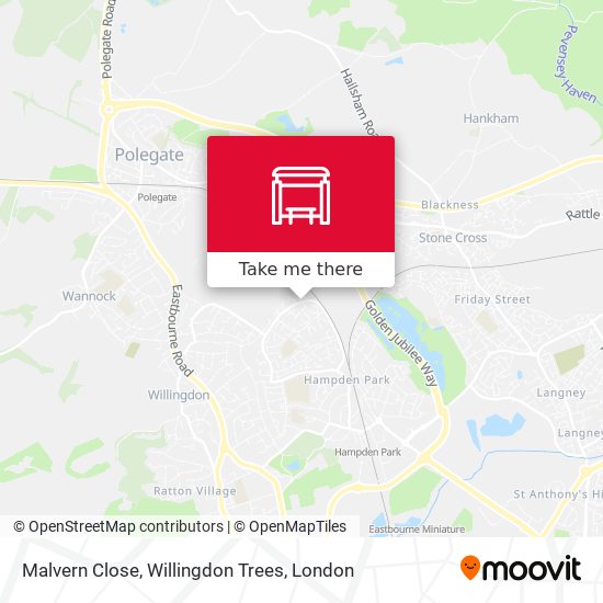 Malvern Close, Willingdon Trees map